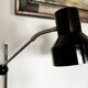 Lampadaire de lecture vintage rétro, noir, acier, Suède, années 1960