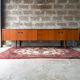 Vintage Scandinavian low sideboard in teak, 1970.