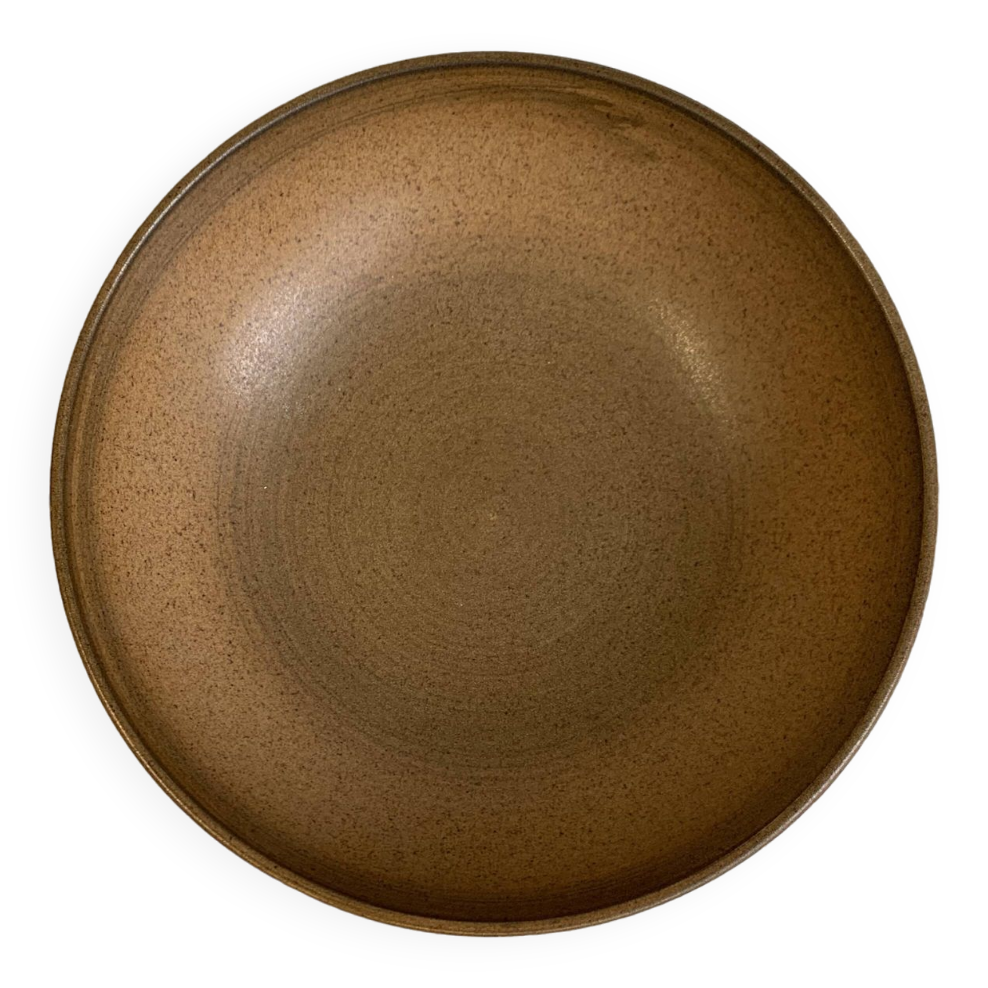 Longchamp glazed stoneware salad bowl, dating from the 1970s, in brown tones