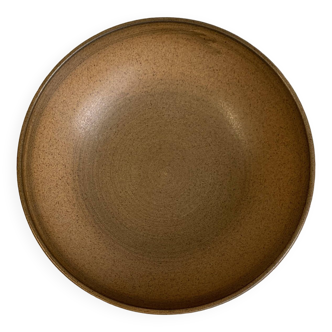 Longchamp glazed stoneware salad bowl, dating from the 1970s, in brown tones