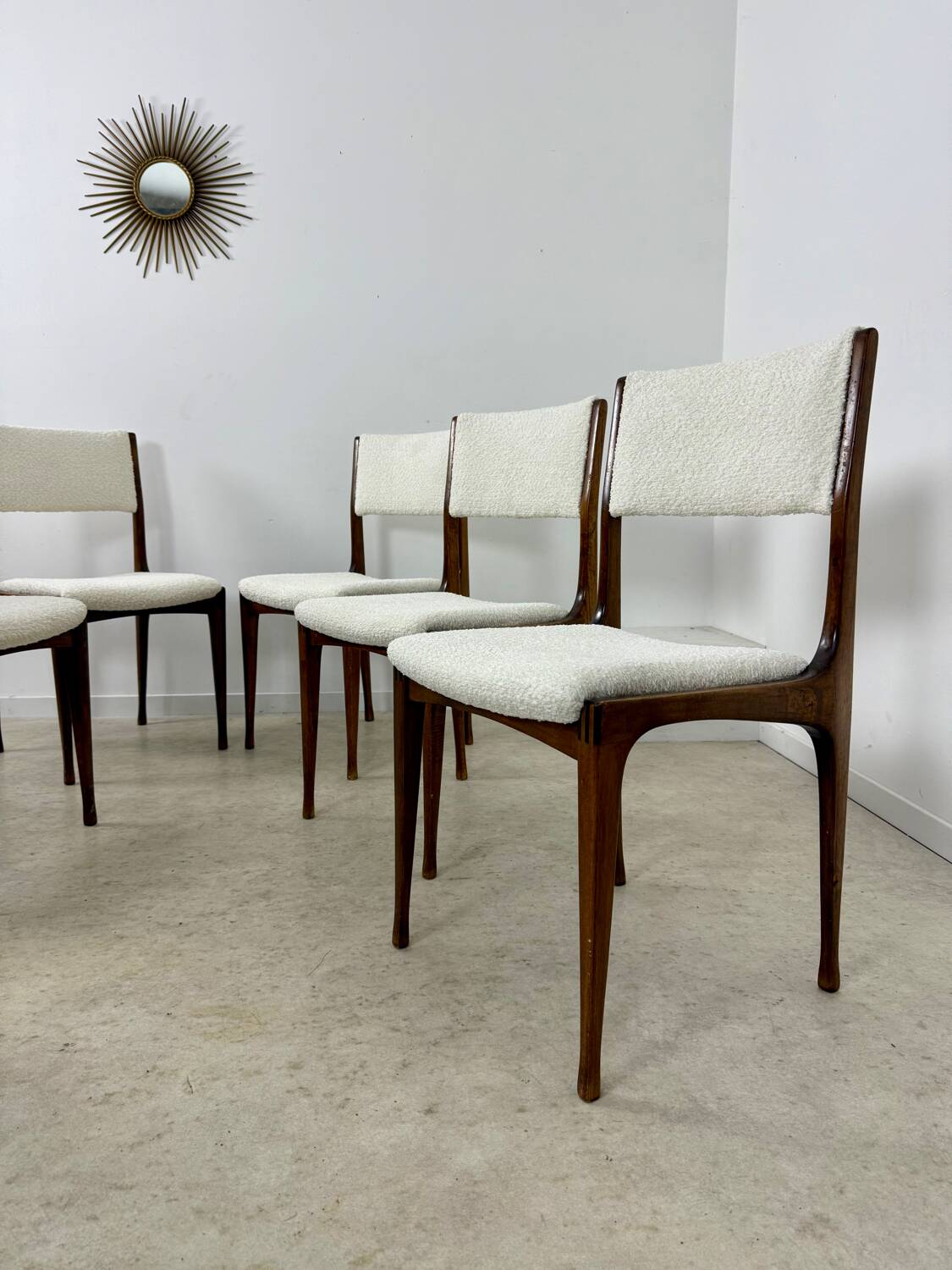 Set of 6 Italian design chairs Carlo de Carlo Cassina model 693 late 50s bouclette