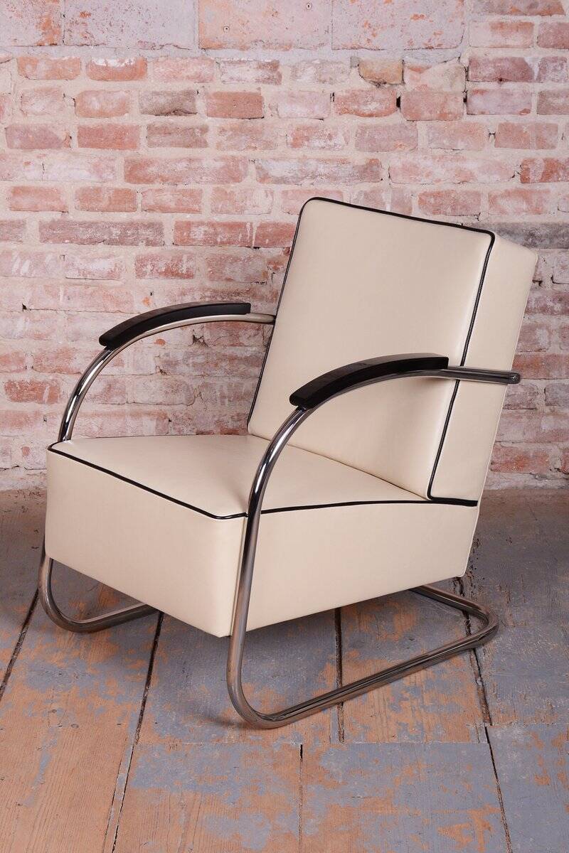 Bauhaus Leather FN21 Armchairs from Mücke-Melder, Czech, 1930s, Set of 2
