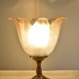 Brass tulip globe lamp