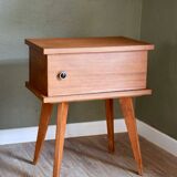 Scandinavian bedside table with compass legs