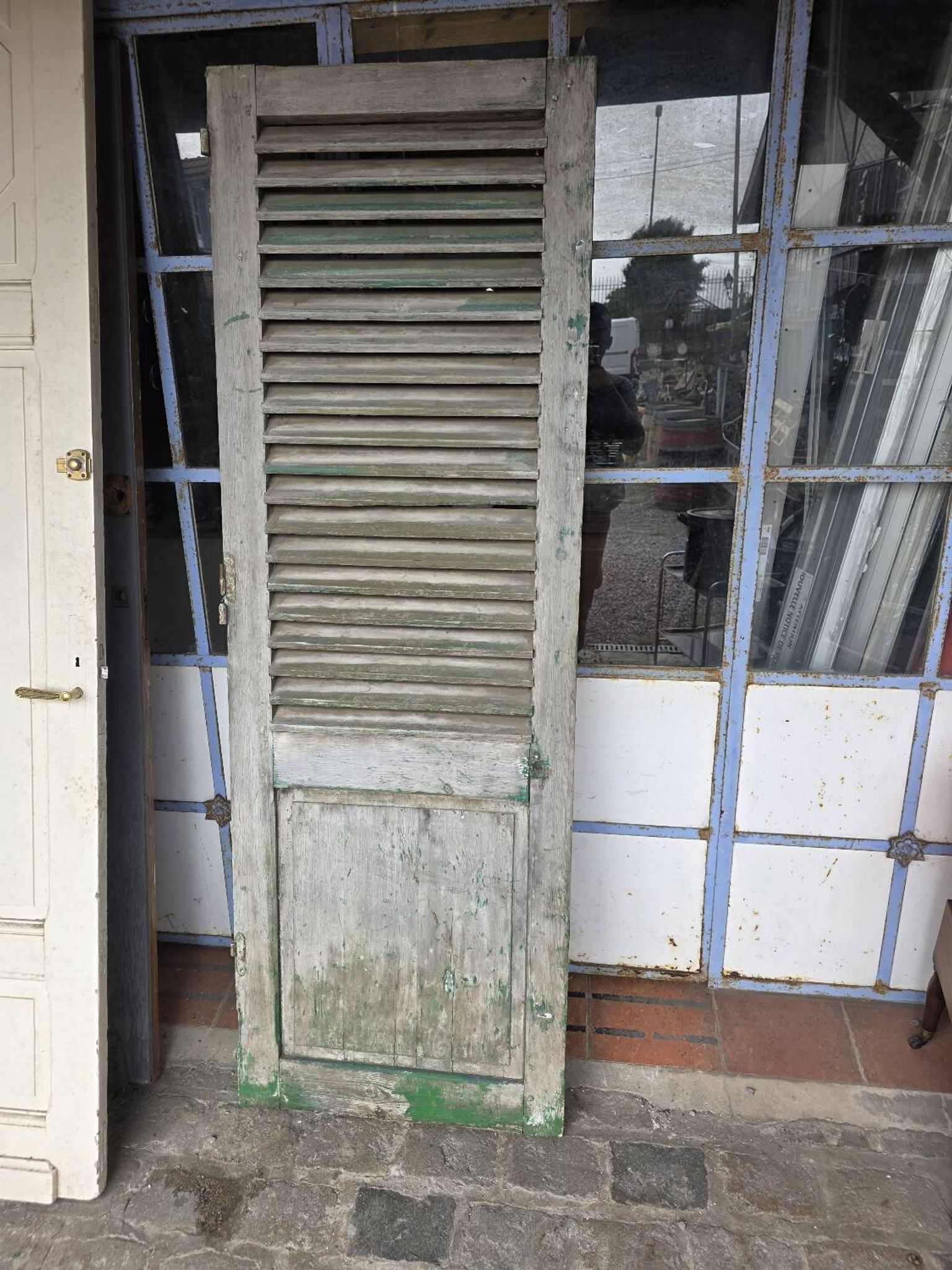 Old fir shuttered door