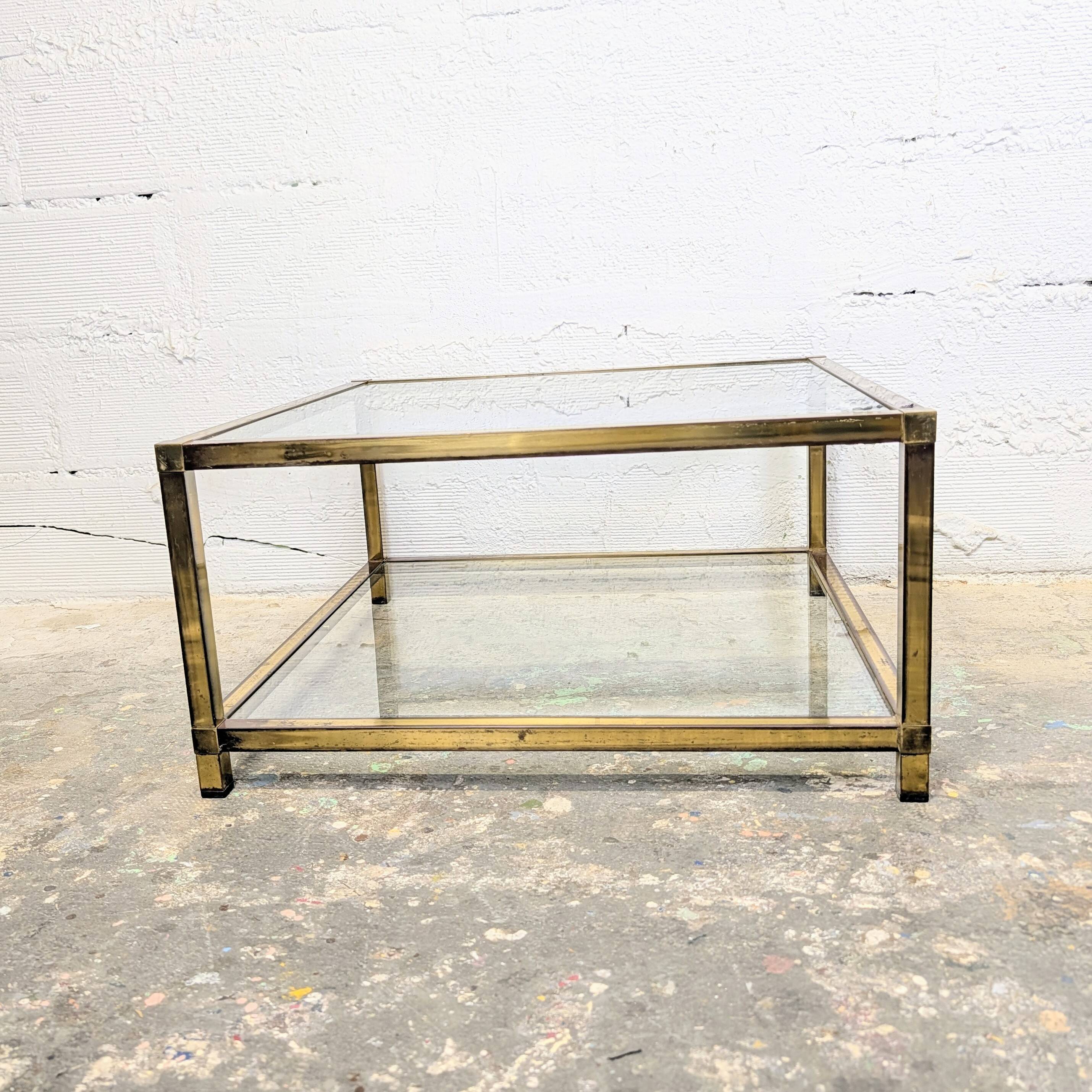 Brass and glass coffee table