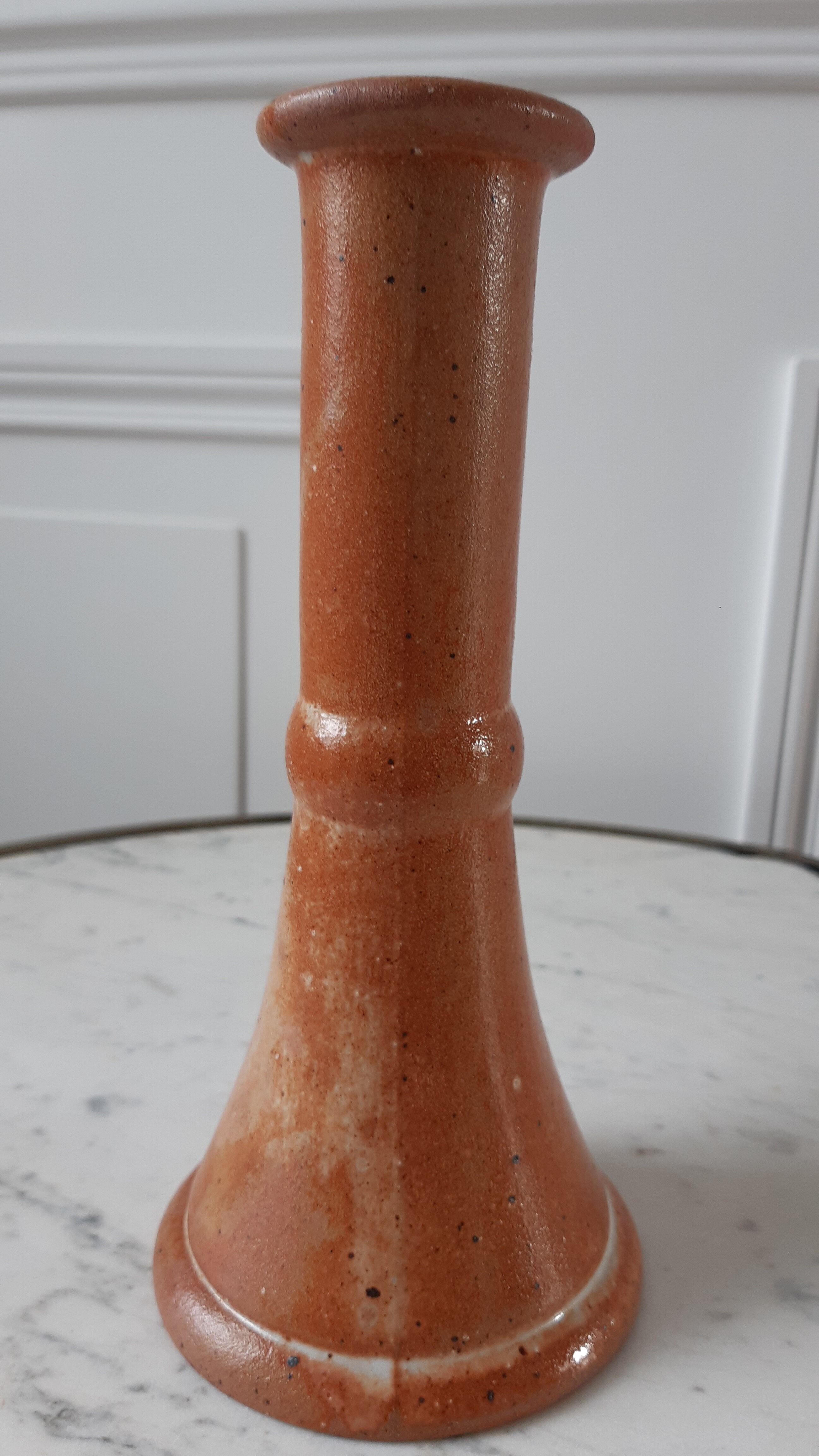 70s stoneware candle holder
