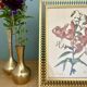 Antique gilt metal frame with flower engraving