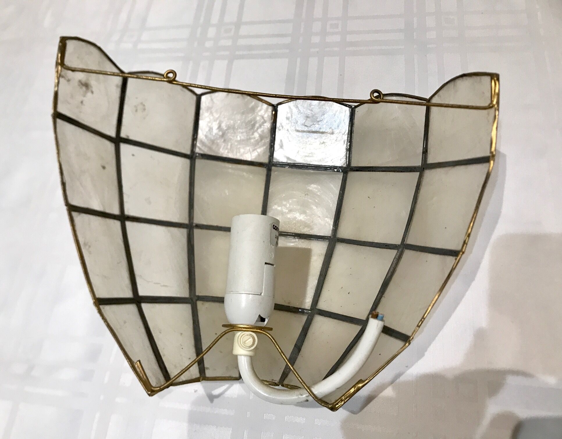 Pair of mother-of-pearl shell sconces