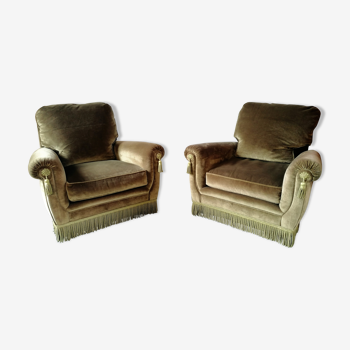 Pair of velvet armchairs "Jean Roche"