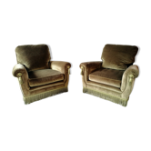 Pair of velvet armchairs "Jean Roche"
