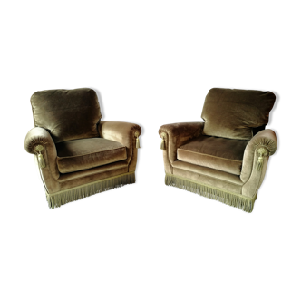 Pair of velvet armchairs "Jean Roche"