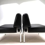 Stoll Giroflex set of 2 leather lounge chairs, 1970