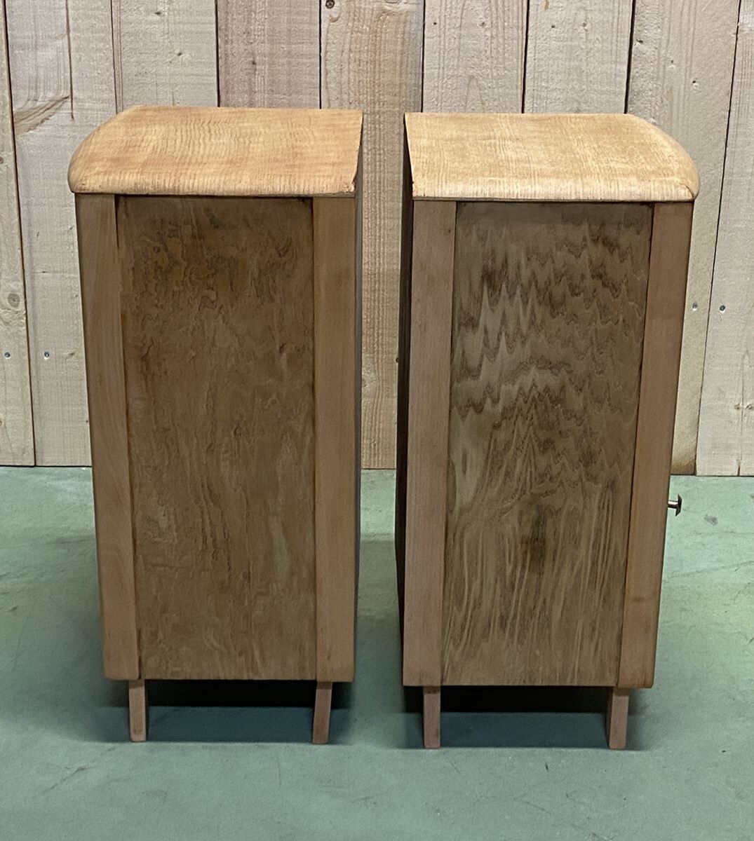 Bedsides pair in blond oak 1960