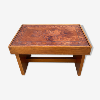 Table de chevet en cuir 1960 Angel Pazmino