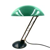 Lampe de table vintage verte et laiton, Italie 1960