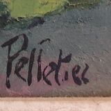 French vintage floral oil painting, signed Pelletier