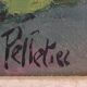 Peinture à l’huile florale vintage français signée Pelletier