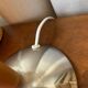 Lampe chrome & bois, abat-jour esprit osier