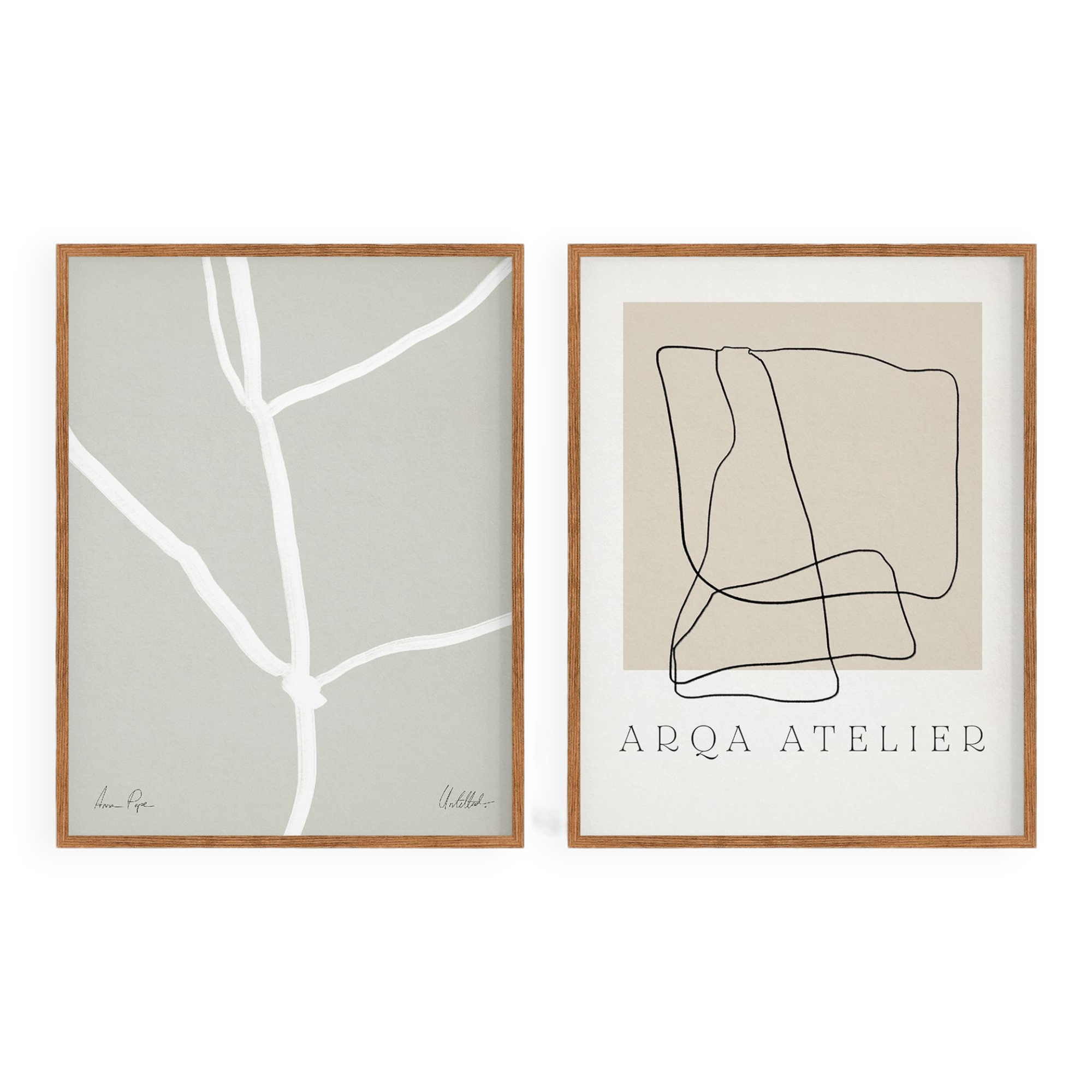 Pair of giclee prints, abstract wall art set of two, 50x70cm