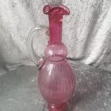 Carafe in blown glass color heart of pigeon