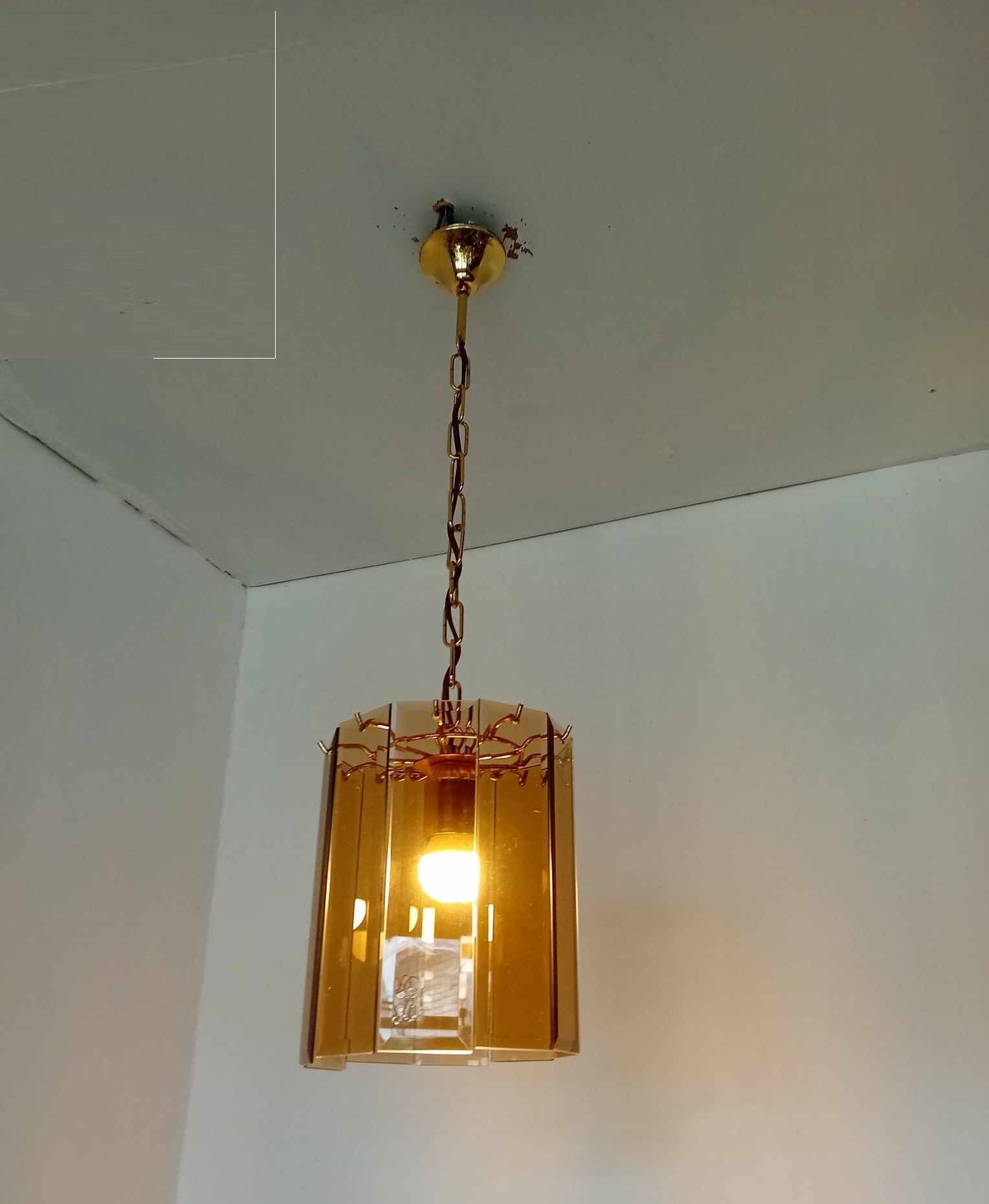 50s/60s pendant light in gold metal