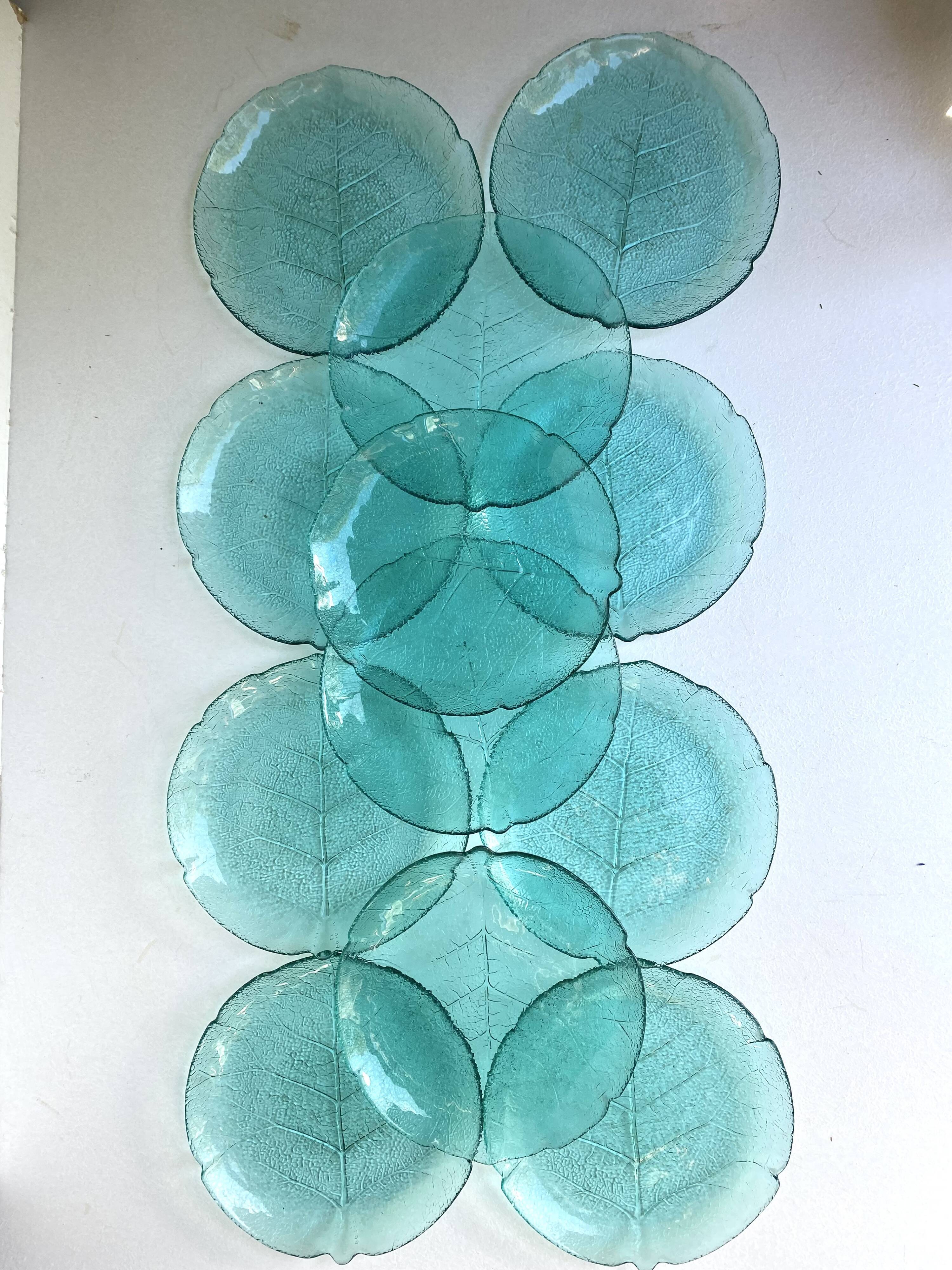 Dessert plates glass leaf
