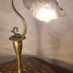 antique art nouveau bronze lamp with molded glass petals 43x25 cm