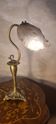 antique art nouveau bronze lamp with molded glass petals 43x25 cm