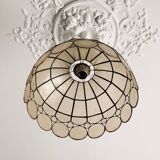 Hanging lamp in mother-of-pearl and vintage brass