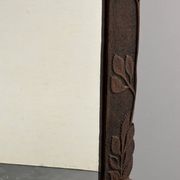 Arts & Crafts hand-carved wall mirror with floral roses, early 20th century