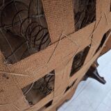 1950s, Danish relax armchair, furniture velour, carved oak wood.