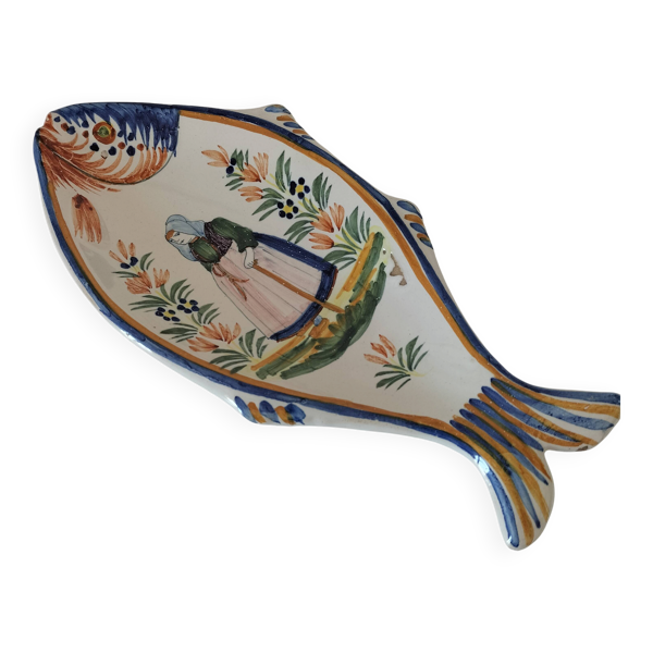 Coupelle poisson Quimper Henriot décor breton peint à la main