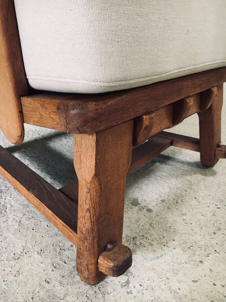 Brutalist Oak Wingback Lounge Chair, Netherlands, 1950s