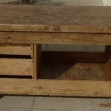 Large workbench with press, 2 drawers and storage tray - Totally sanded and varnished