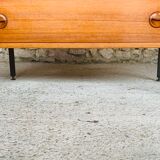 Vintage chest of drawers, Scandinavian teak style, circa 60 metal feet