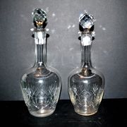 Set of 2 antique cut crystal wine decanters from Cristallerie Lorraine