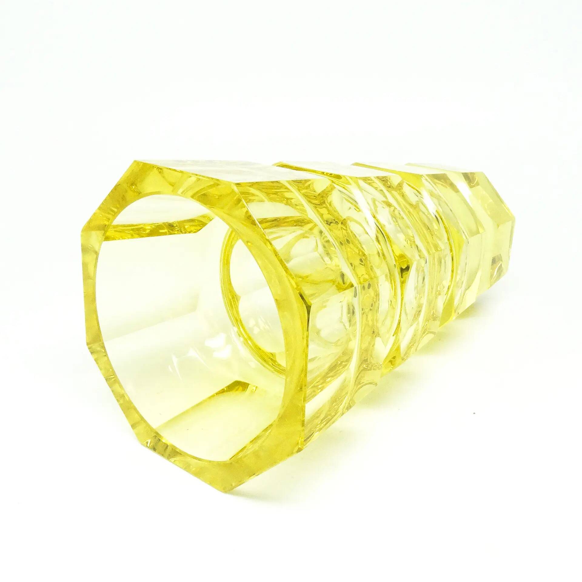 Art Deco vase, yellow crystal, design by J. Hoffmann, Moser, Czechoslovakia, 1930s