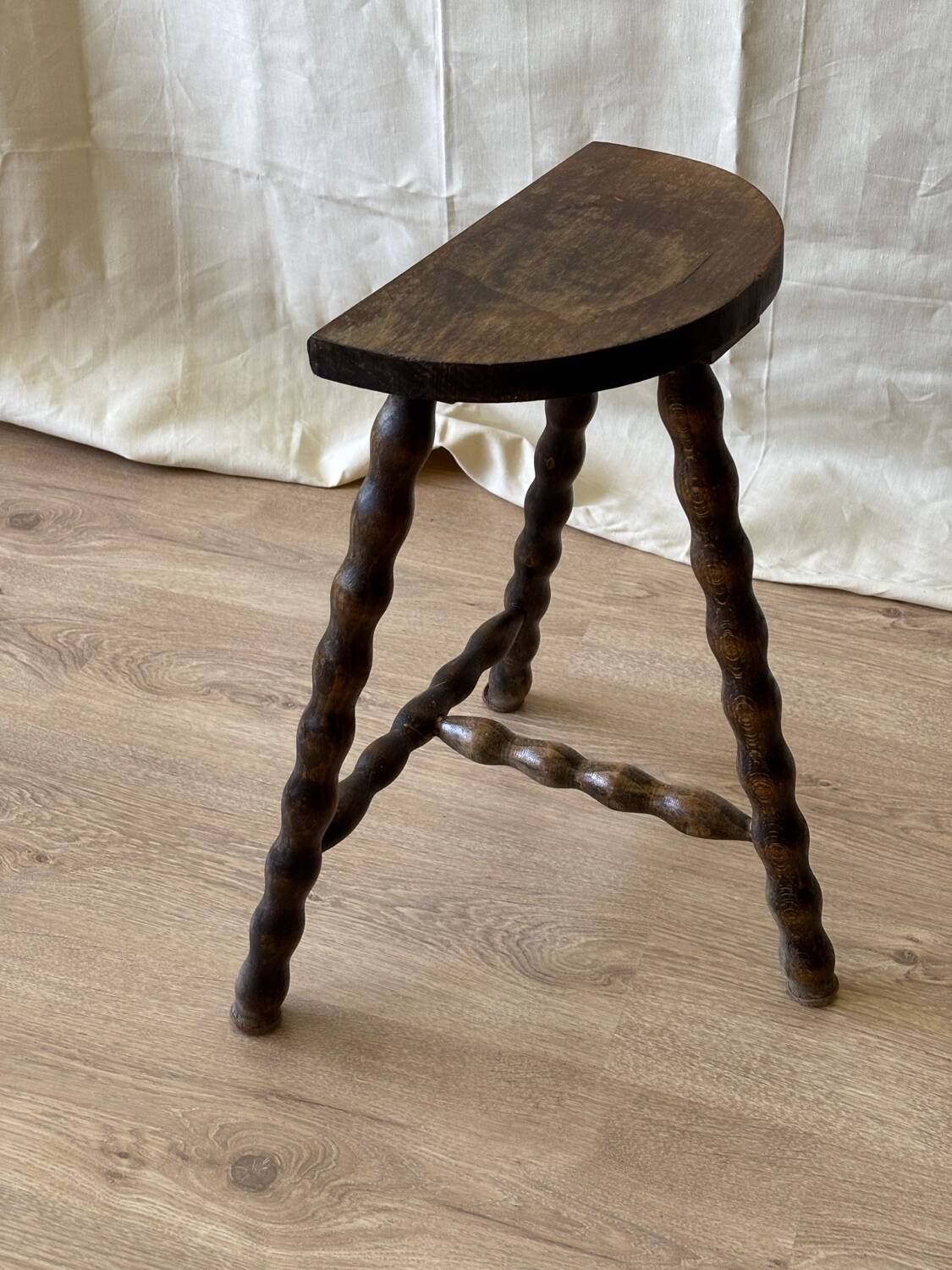 Turned wooden tripod stool 1950