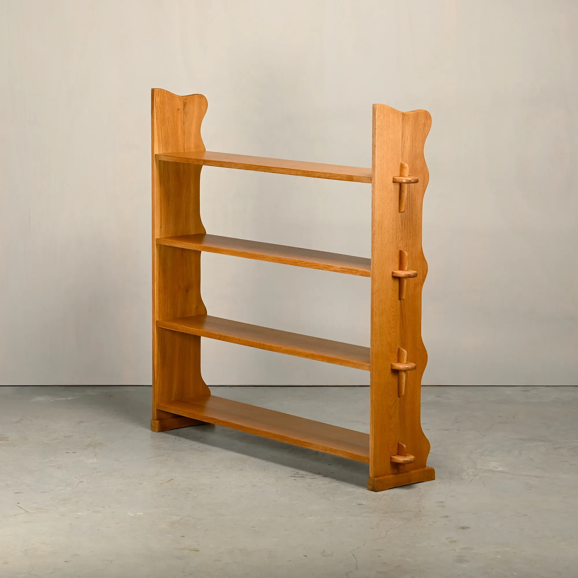 Shelf in Brutalist Henning Kjærnulf or Arts and Crafts style solid Oak 1960