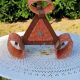 70s Scandinavian style chandelier in wood and orange granite resin 3 lights