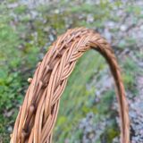 Miroir ovale vintage en osier