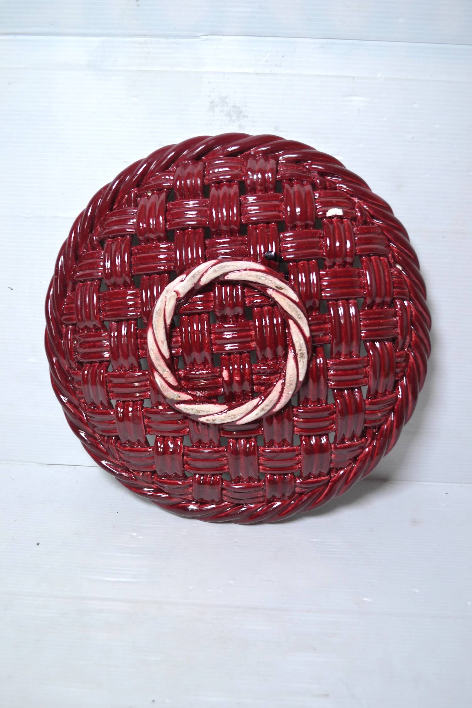 Woven ceramic basket