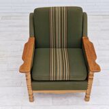 1970s, Danish design, lounge chair in green furniture wool, oak wood