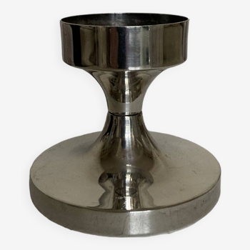 Tulip footed candle holder in silver metal 1970
