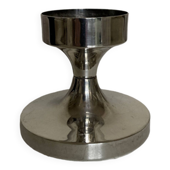 Tulip footed candle holder in silver metal 1970