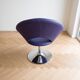 Vintage 70s armchair in purple faux leather with steel legs.