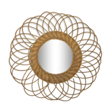Round wicker mirror