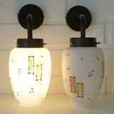 Pair of Unique Vintage Redesign Wall Lamps Glass Lights from Italy 1960's