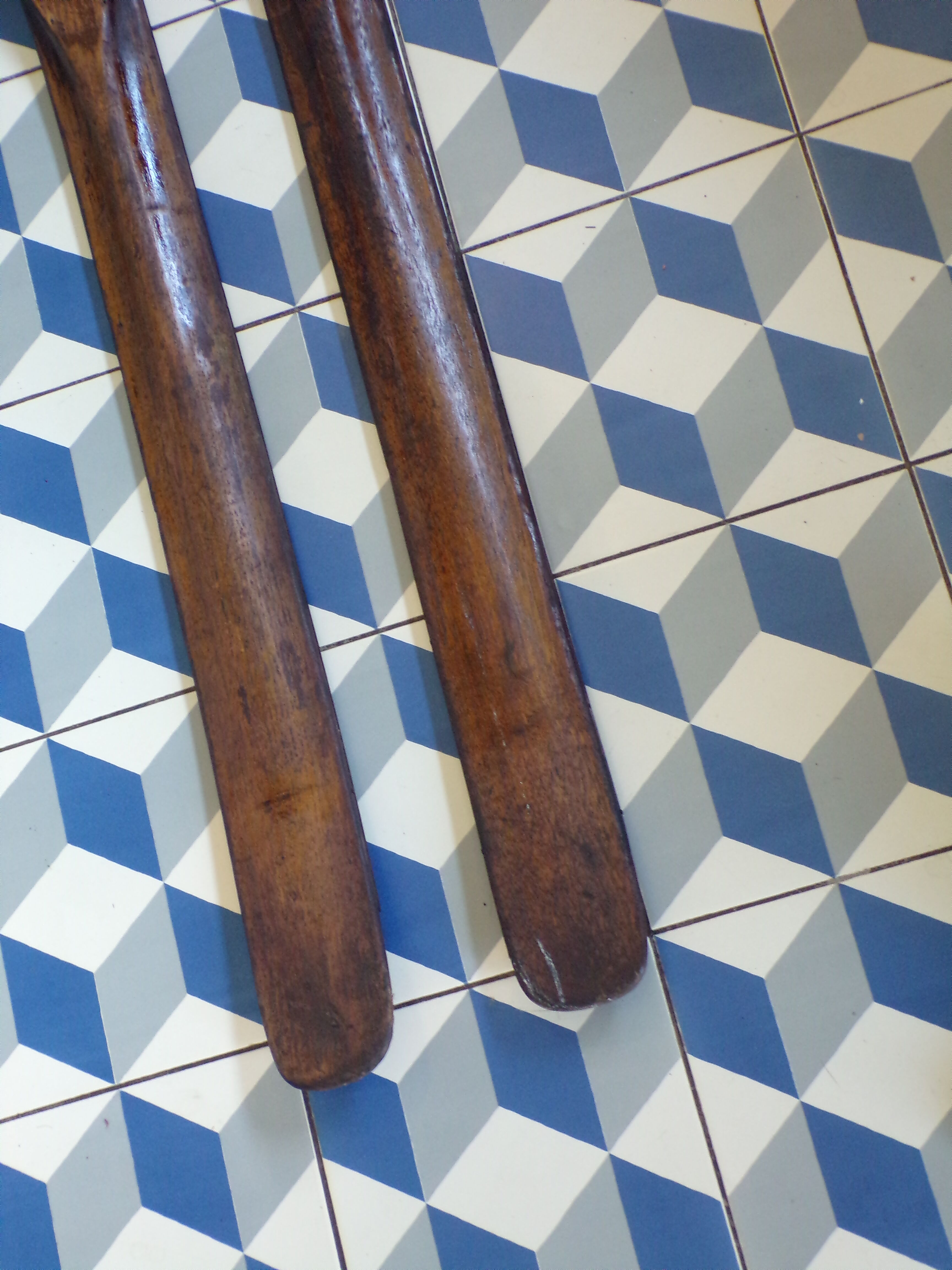 Pair of vintage wooden skis